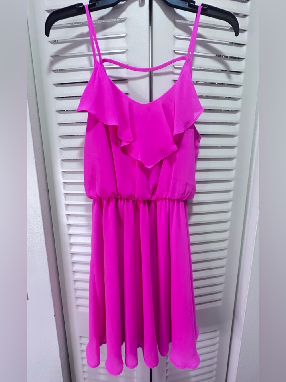 Lush Hot Pink Ruffle Strap Sundress
